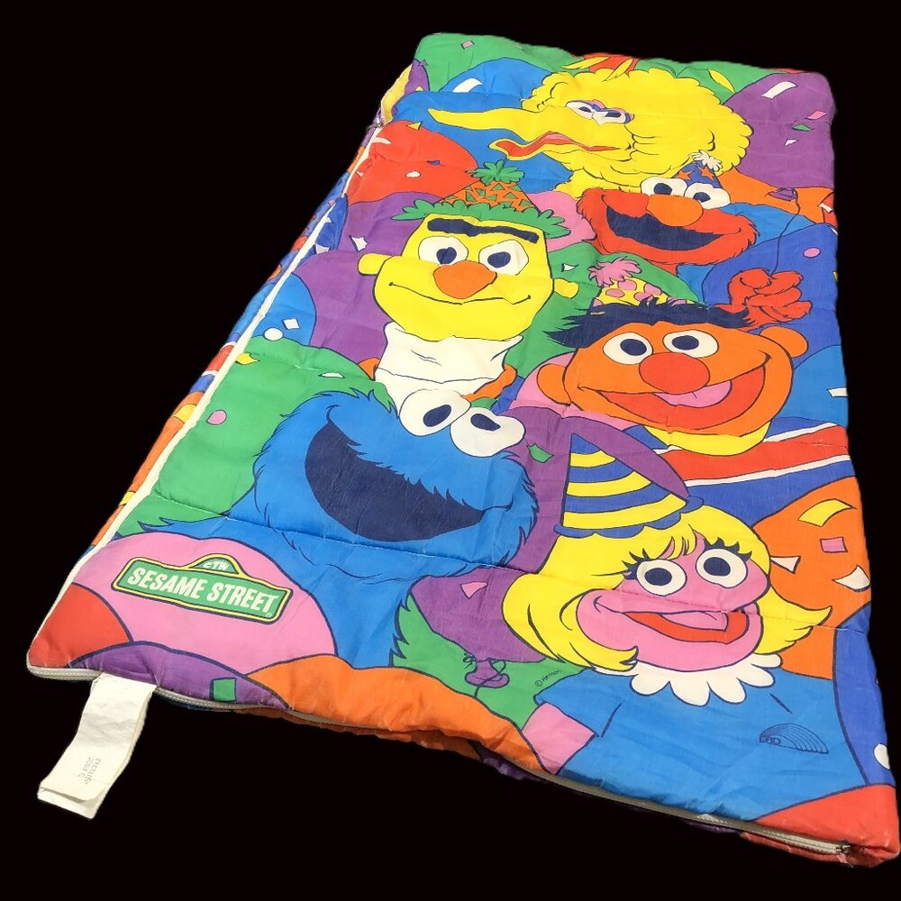 Vintage 80s SESAME STREET Muppets Birthday Party Kids Sleeping Bag: Camping